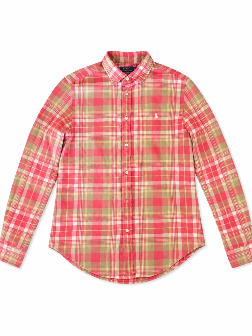 Ralph Lauren Red and Tan Plaid Button-Down Shirt